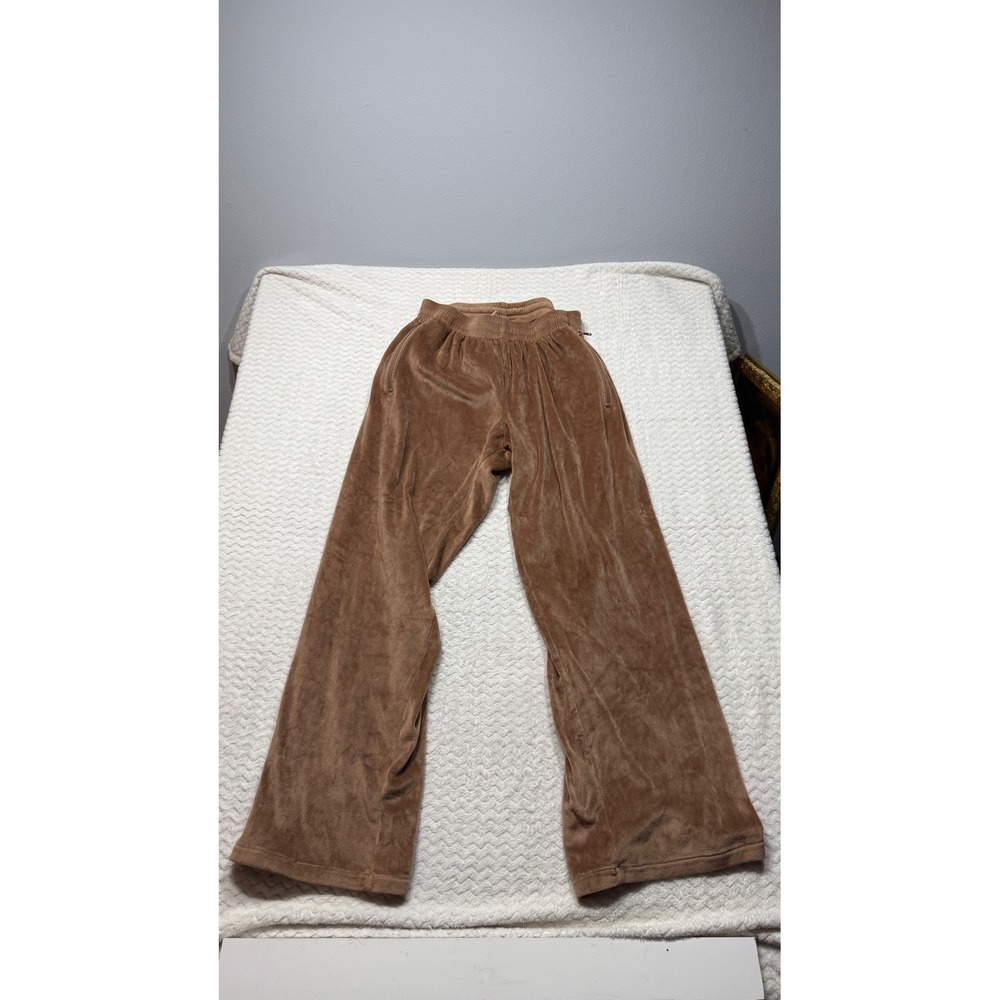 Skims Velour Wide Leg Sleep Pants Camel Brown Velvet Loungewear Womens Medium